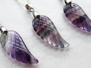 Rainbow Fluorite Angel Wing Necklaces