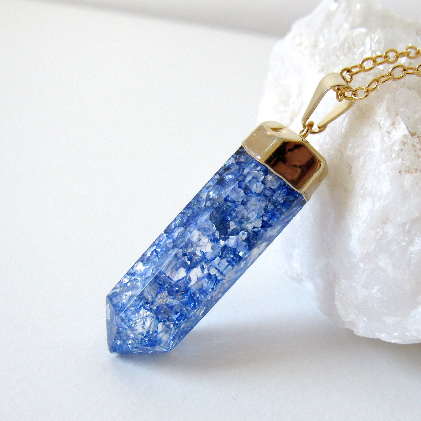 Blue agate necklace - men crystal necklace - men cord necklace - Shop  Vermeer Jewellery Necklaces - Pinkoi