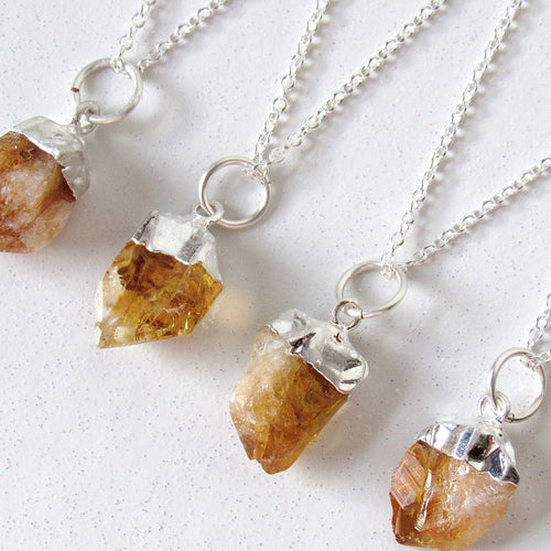 Silver Dipped Citrine Point Necklaces